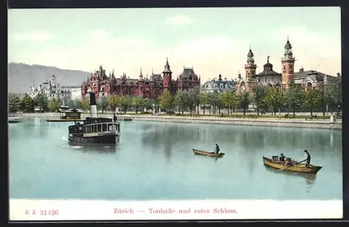AK Zürich, Tonhalle und rotes Schloss