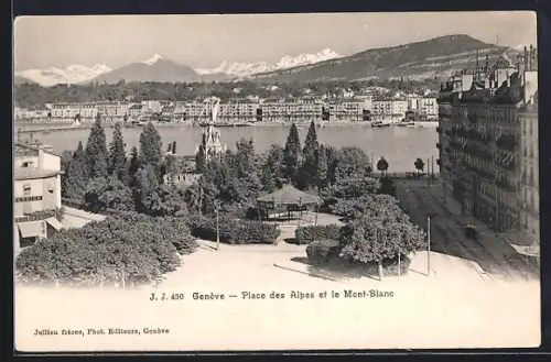 AK Genève, Place des Alpes et le Mont-Blanc