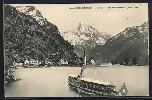 AK Fluelen /Vierwaldstättersee, Panorama und der Bristenstock