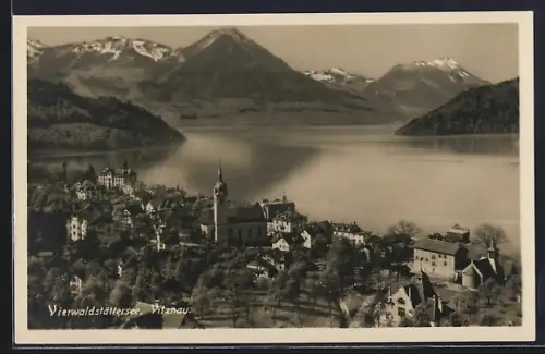 AK Vitznau /Vierwaldstättersee, Panorama mit Kirche