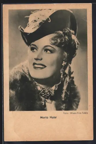 AK Schauspielerin Maria Holst mit Hut im Portrait
