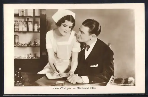 AK Schauspielerin June Collyer und Schauspieler Richard Dix in einer gemeinsamen Filmszene