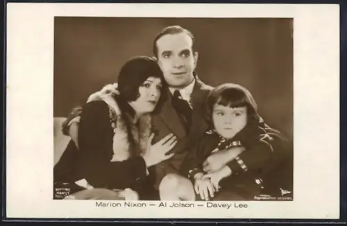 AK Schauspieler Marion Nixon, Al Jolson und Davey Lee in einer Filmszene