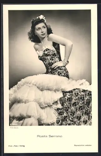 AK Schauspielerin Rosita Serrano im Abendkleid
