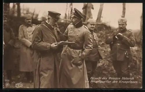 AK Besuch des Prinzen Heinrich von Preussen im Hauptquartier des Kronprinzen