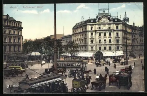 AK Berlin-Tiergarten, Strassenbahn am Potsdamer Platz
