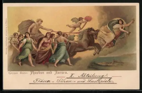 Künstler-Lithographie Guido Reni: Phoebus und Aurora