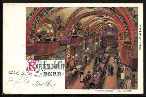Künstler-AK Bern, im Kornhauskeller