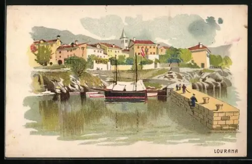 Lithographie Lourana, Ortsansicht