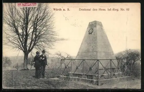 AK Wörth a. S., Denkmal des Hessischen Infanterie-Regiments Nr. 82