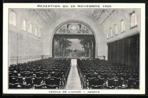 AK Geneve, Réception du 22 Novembre 1925, Cercle de l`Union, interieur