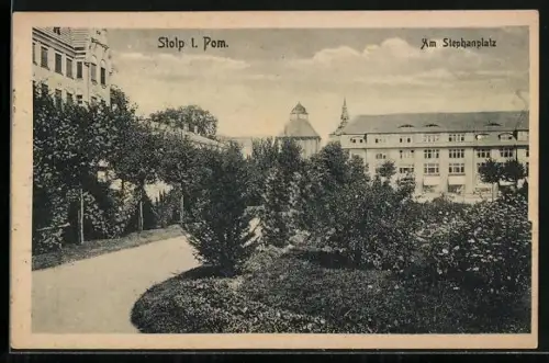 AK Stolp i. Pom., Am Stephanplatz