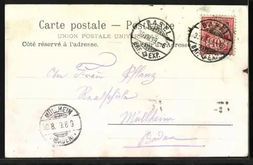 AK Basel, Teilansicht, St. Jakob-Denkmal