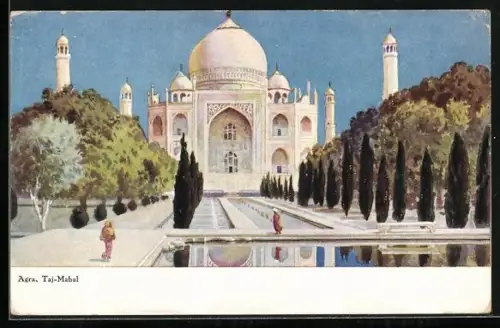 AK Agra, Taj-Mahal mit Passantinnen