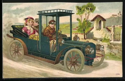 AK Junge Menschen fahren in einem Auto