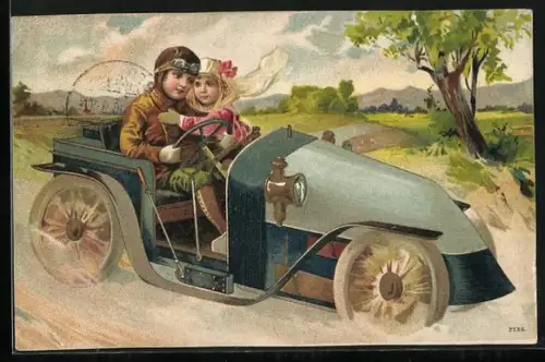 AK zwei Kinder fahren in einem Auto