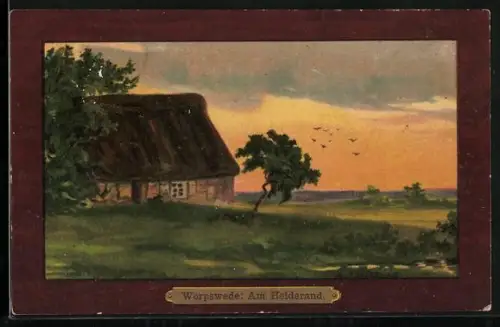 Künstler-AK Worpsweder Künstlerkolonie: Ein Haus am Heiderand