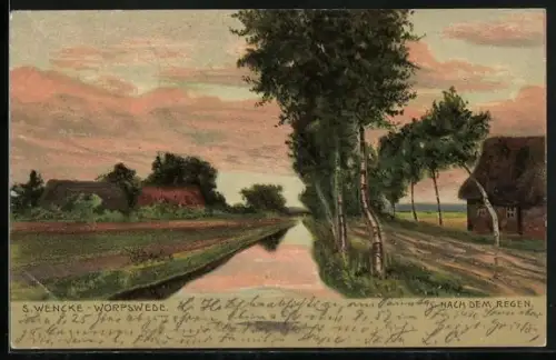 Künstler-AK Worpsweder Künstlerkolonie: Worpswede, Landschaft nach dem Regen