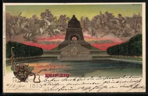 Künstler-Lithographie Bruno Bürger & Ottillie Nr. : 2152, Leipzig, Blick auf das Völkerschlachtnationaldenkmal