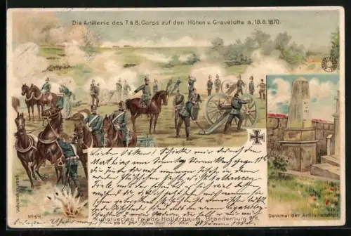 Lithographie Die Artillerie des 7. und 8. Corps auf den Höhen von Gravelotte, 18.8.1870