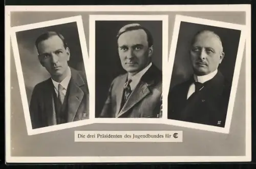 AK Drei Präsidenten des Jugendbundes, Dr. Dan A. Poling, Dr. James Kelly, Pfarrer G. Schürmann