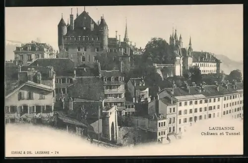 AK Lausanne, Chateau et Tunnel
