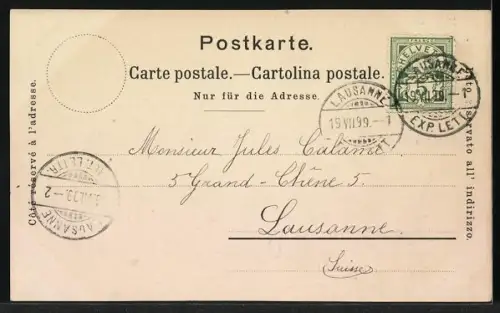 Lithographie Lausanne, Vue Panoramique