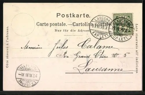 AK Lausanne-Sauvabelin, Schlittschuhläufer auf dem zugefrorenen See
