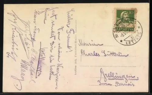 AK Nyon, Le Chateau et le Mont Blanc