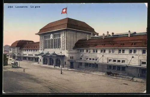 AK Lausanne, la gare, Ansicht vom Bahnhof