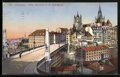 AK Lausanne, Pont Bessieres et la Cathedrale