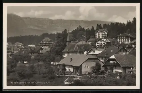 AK Ballaigues, Ortsansicht mit Blick zum Mont d`Or
