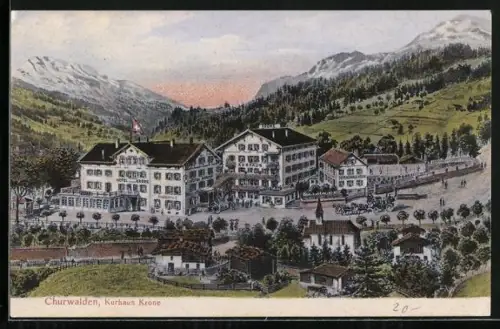 AK Churwalden, Kurhaus Krone mit Umgebung