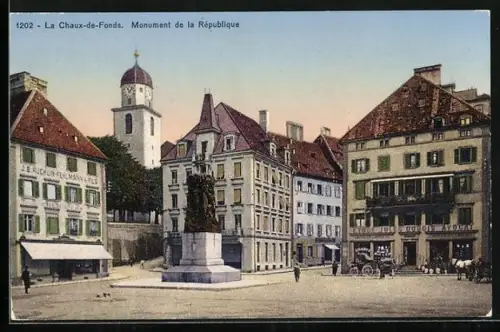 AK La Chaux-de-Fonds, monument de la République