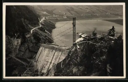 AK Wäggithal, Kraftwerk mit Staumauer, Stausee & neue Strasse