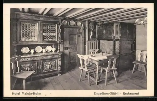 AK Maloja, Hotel Maloja-Kulm, Engadiner Stübli-Restaurant