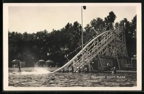 AK Lausanne, Wasserrutsche im Freibad