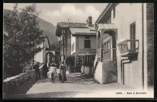 AK Zermatt, Strassenansicht mit Haus Melchior
