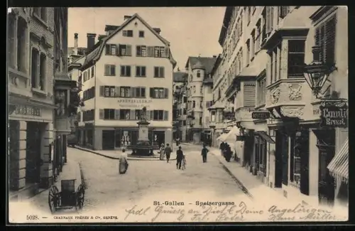 AK St.-Gallen, Speisergasse mit Passanten