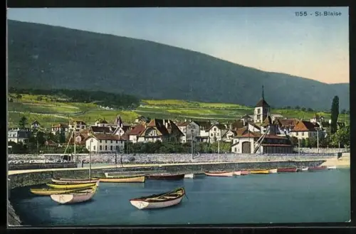 AK St. Blaise, Ortsansicht mit Booten im Hafen