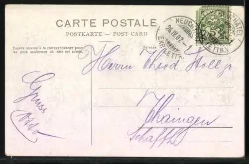 AK Neuchâtel, Port et hôtel des postes, Segelboot, Ruderboot