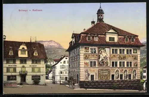 AK Schwyz, Ortspartie mit Rathaus