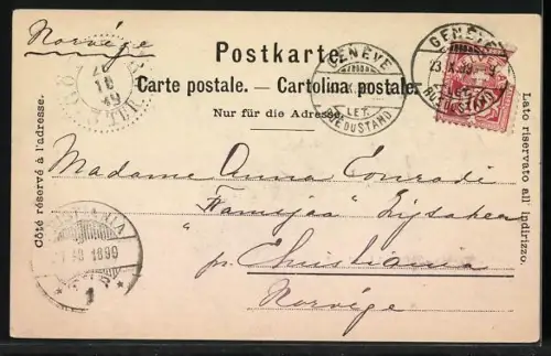 Mondschein-AK Genève, Place des Alpes