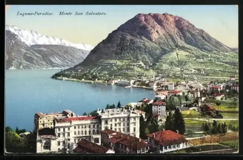 AK Lugano, Blick auf die Stadt mit Monte San Salvatore