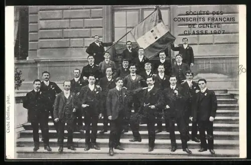 AK Geneve, Societe des Conscrits Francais de Geneve Classe 1907