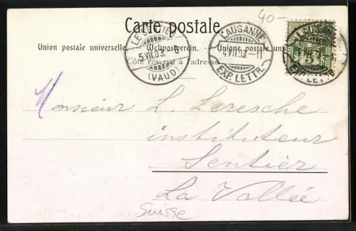 Künstler-Lithographie Lausanne, 1803 - 1903, Silhouette der Stadt, Soldat mit Fahne Liberté