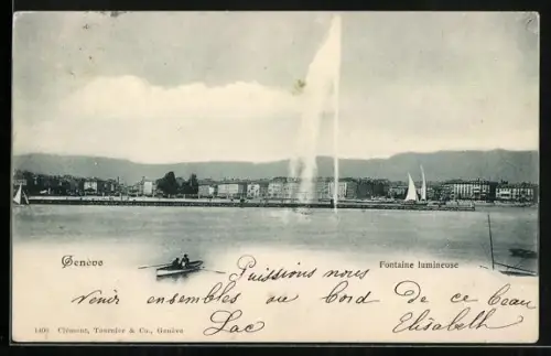 AK Genève, Fotaine lumineuse, um 1900