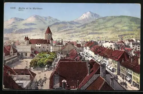 AK Bulle, Strassen im Zentrum und Blick zum Moléson