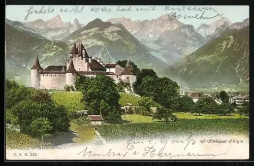 AK Aigle, Chateau, Alpenpanorama