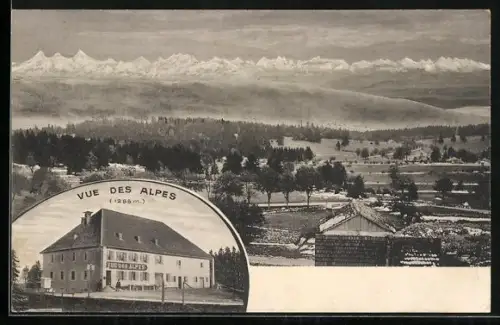 AK Chaux-de-Fonds, Hôtel Vue des Alpes, Panorama